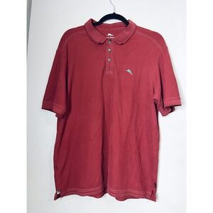 Tommy Bahama Polo Shirt Island Zone‎ Red Supima Short Sleeve Men's Size L Large